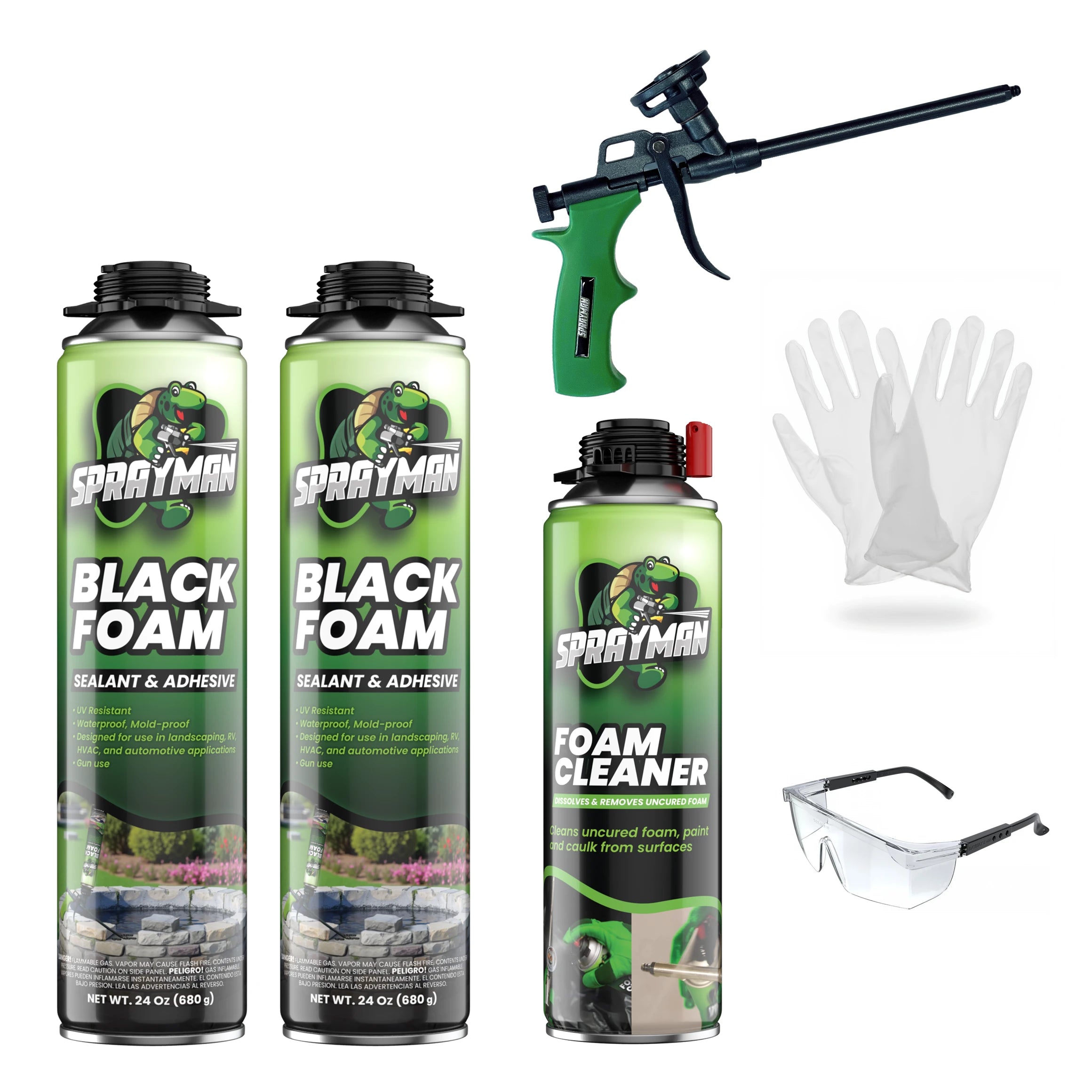 Pro Black Spray Foam for Pond, Waterfall, Landscaping, and RVs - Gun Foam, 24 oz
