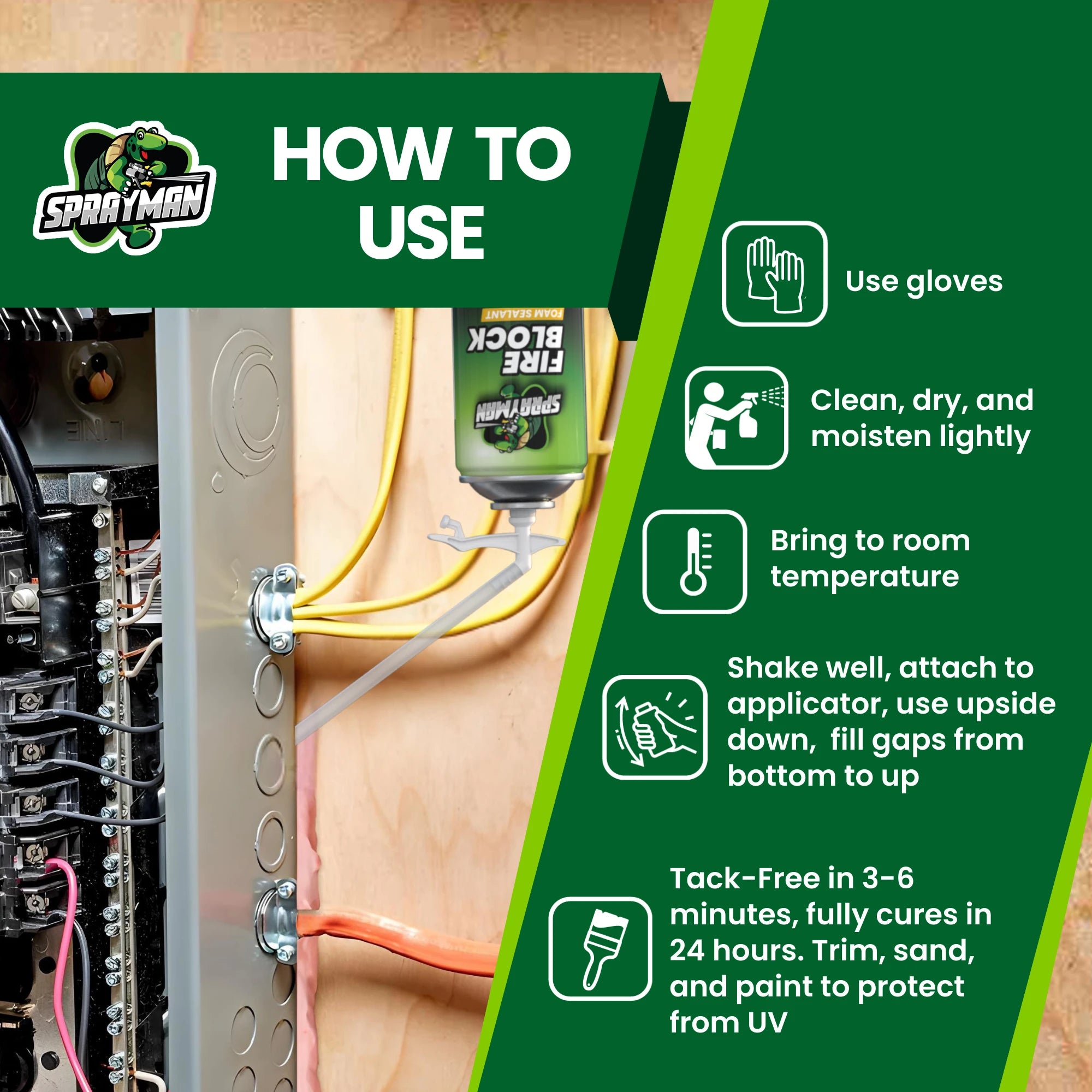 Orange Fire Block Foam Sealant with Straw Applicator, 12 oz