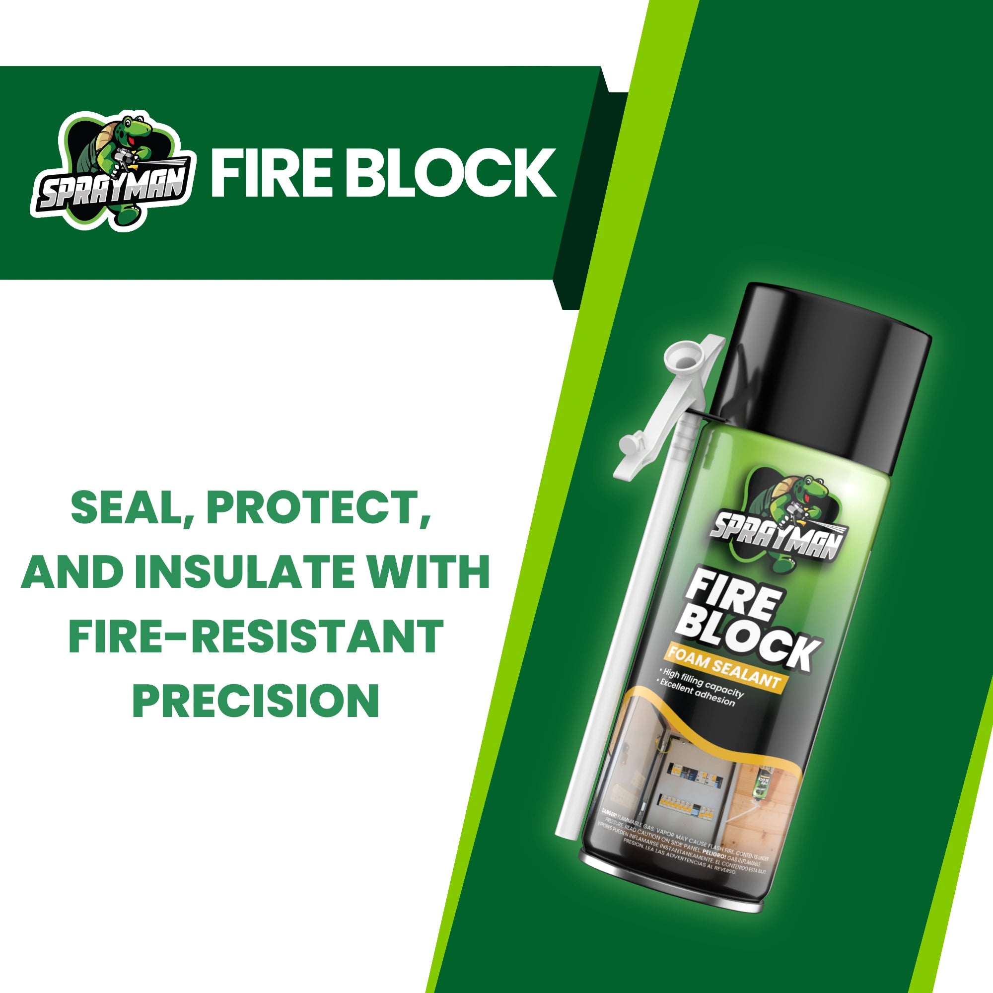Orange Fire Block Foam Sealant with Straw Applicator, 12 oz