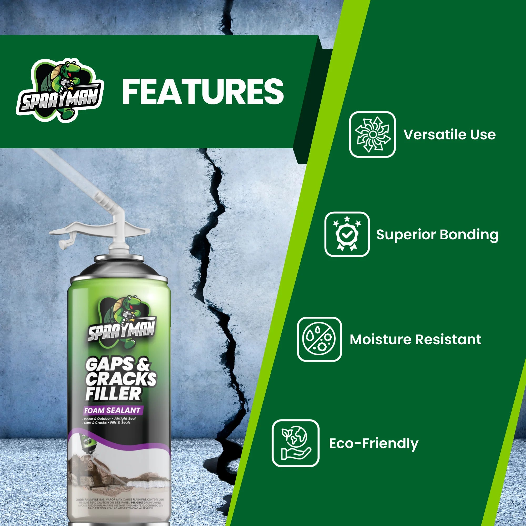 Gaps & Cracks Filler Foam with Straw Applicator, 12 oz