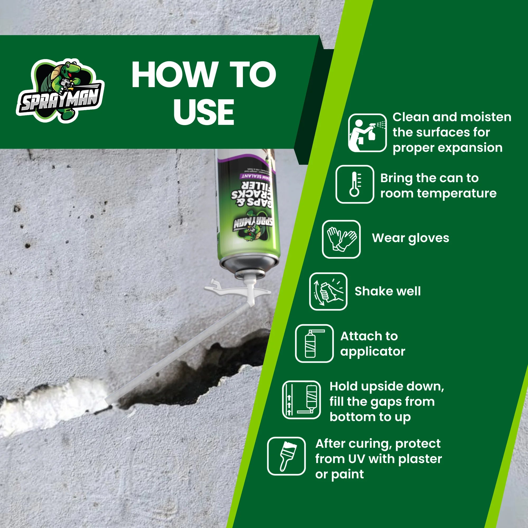 Gaps & Cracks Filler Foam with Straw Applicator, 12 oz