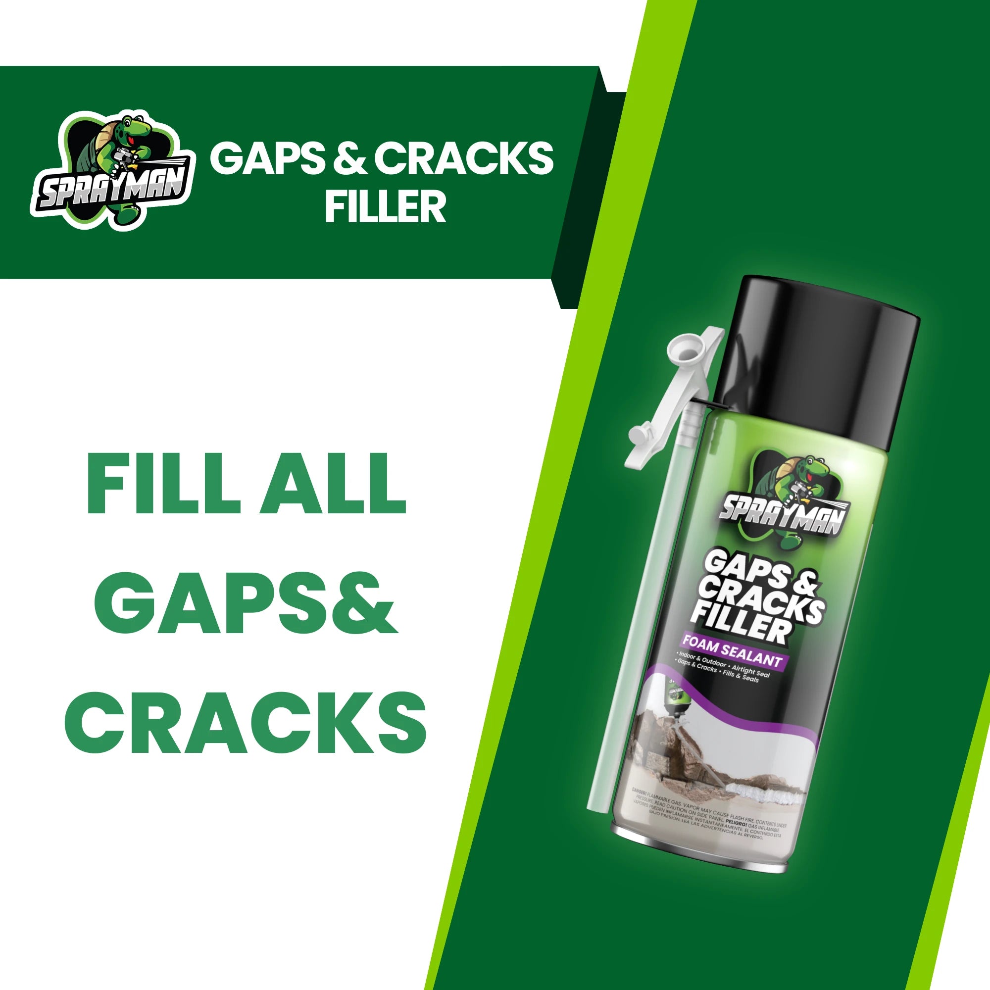 Gaps & Cracks Filler Foam with Straw Applicator, 12 oz