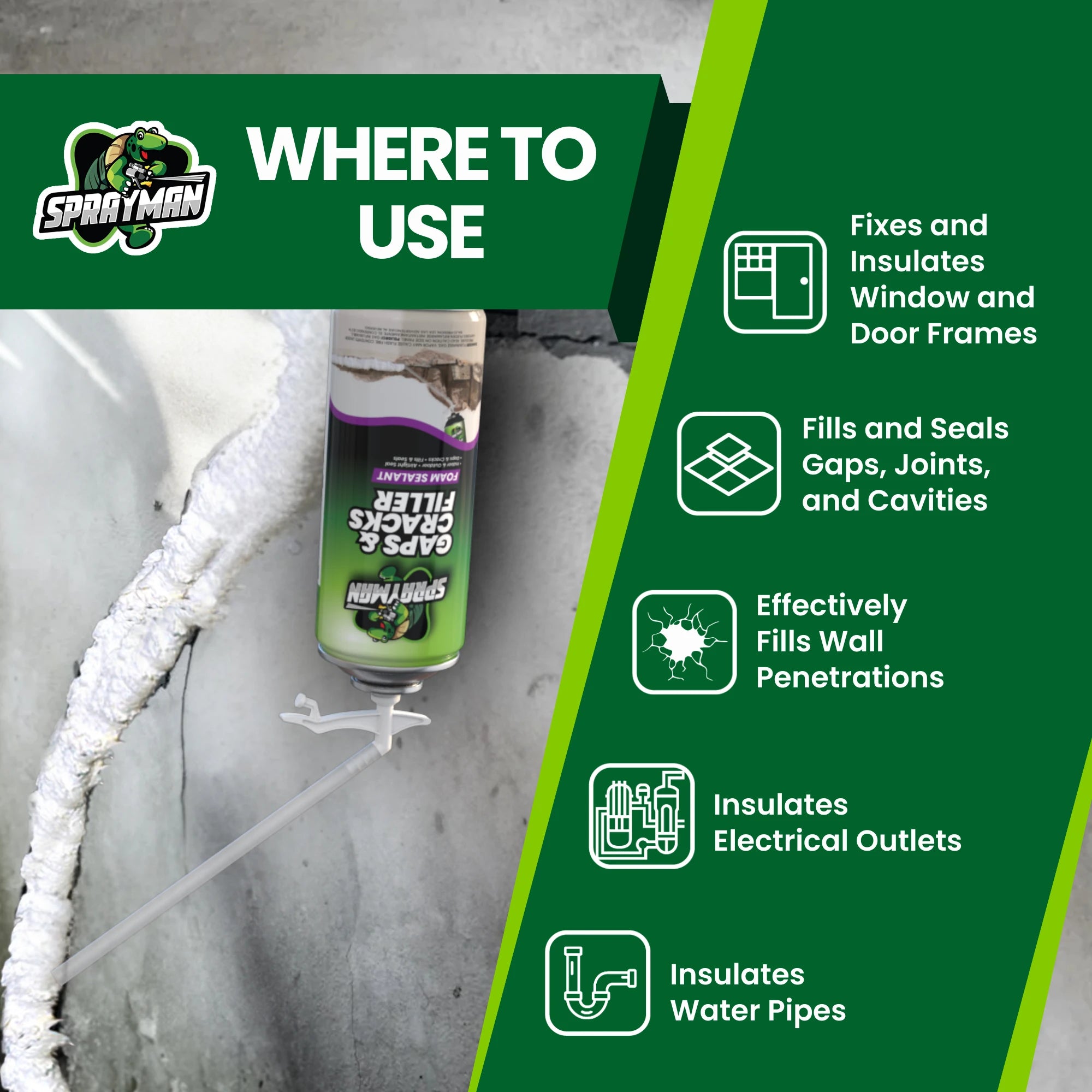 Gaps & Cracks Filler Foam with Straw Applicator, 12 oz