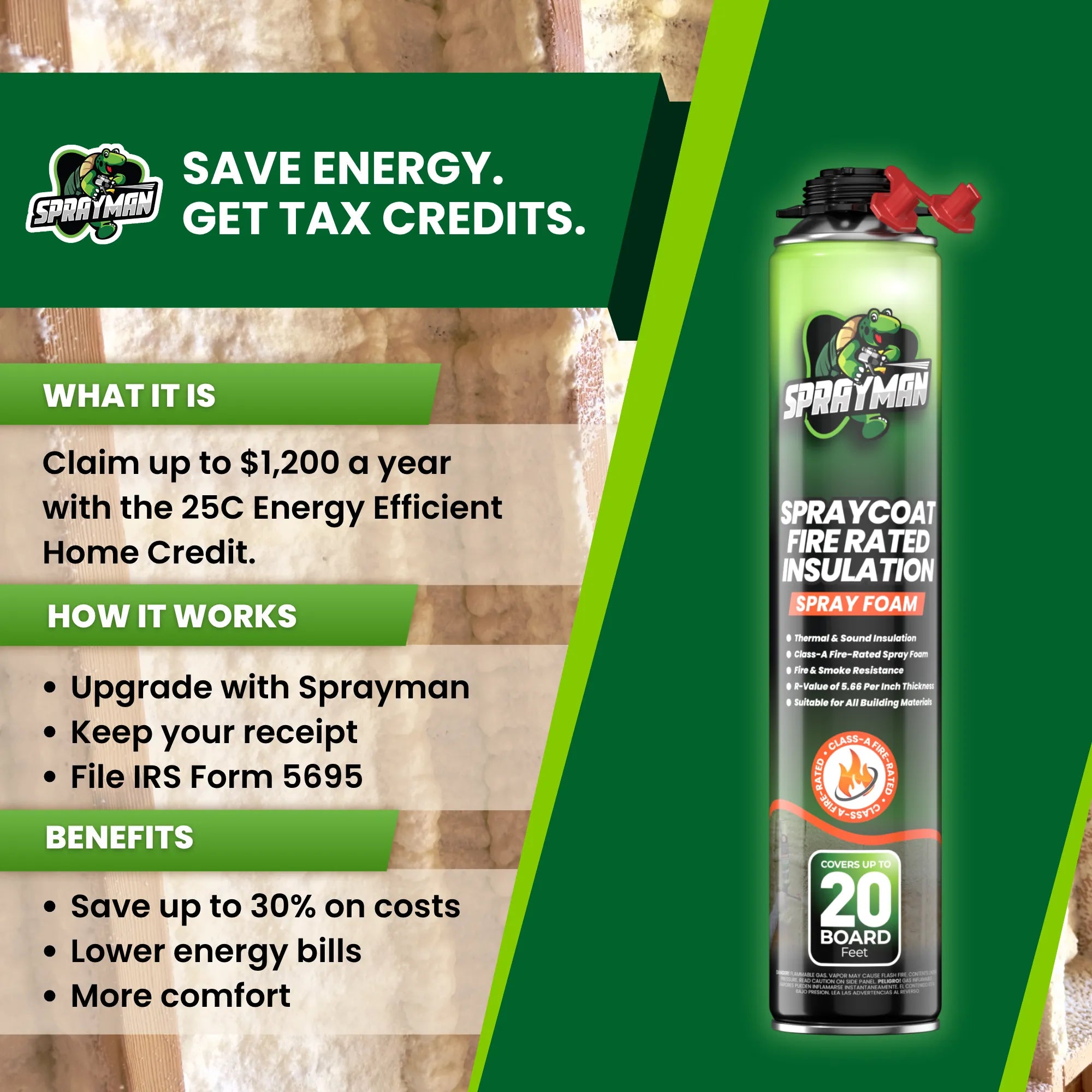 SPRAYMAN Spraycoat Thermal & Sound Insulation Spray Foam, Closed Cell | Class A Fire Rated