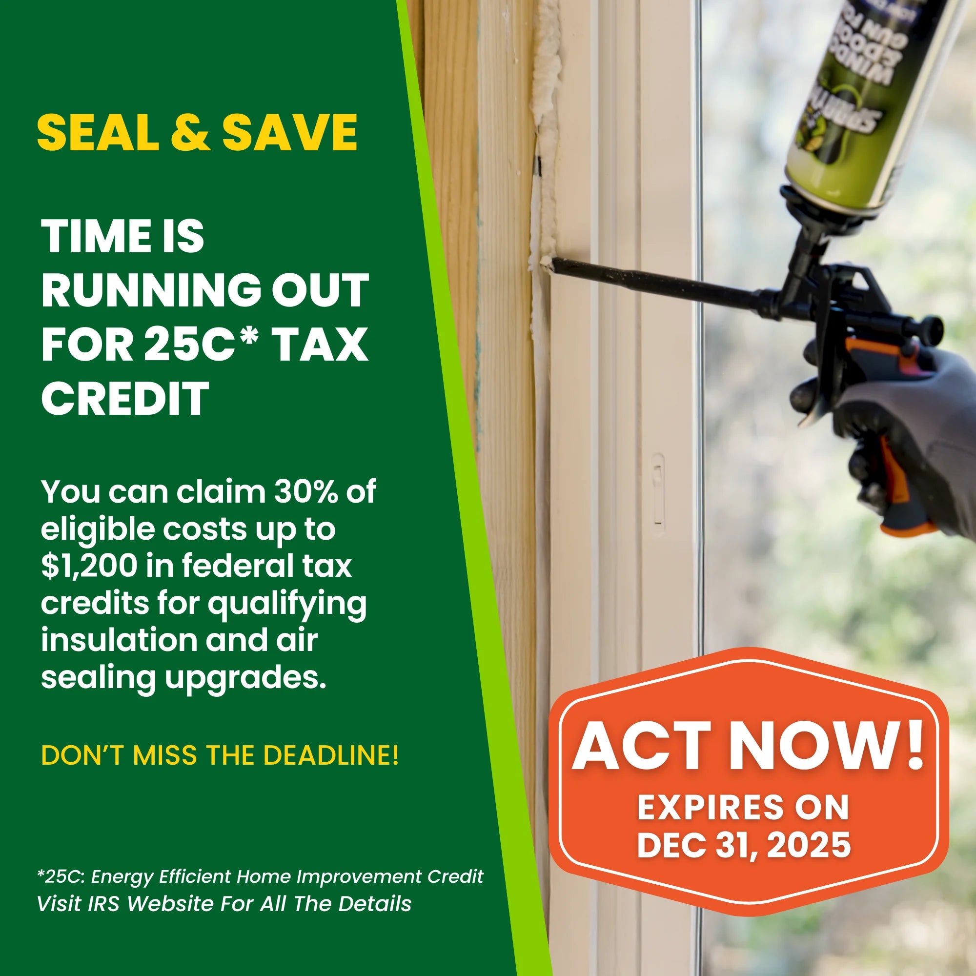 Window & Door Low Expansion Spray Foam - Gun Foam, 24 oz