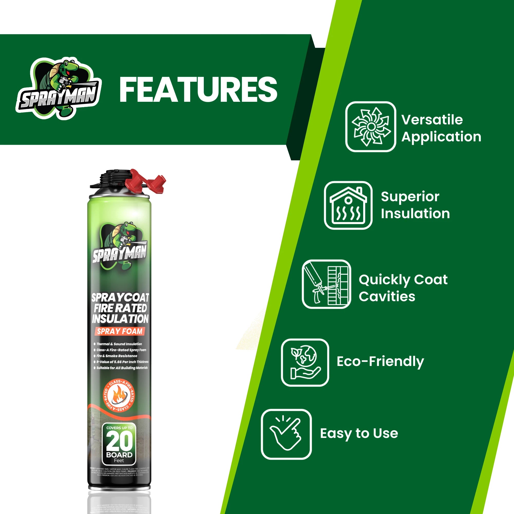 SPRAYMAN Spraycoat Thermal & Sound Insulation Spray Foam, Closed Cell | Class A Fire Rated