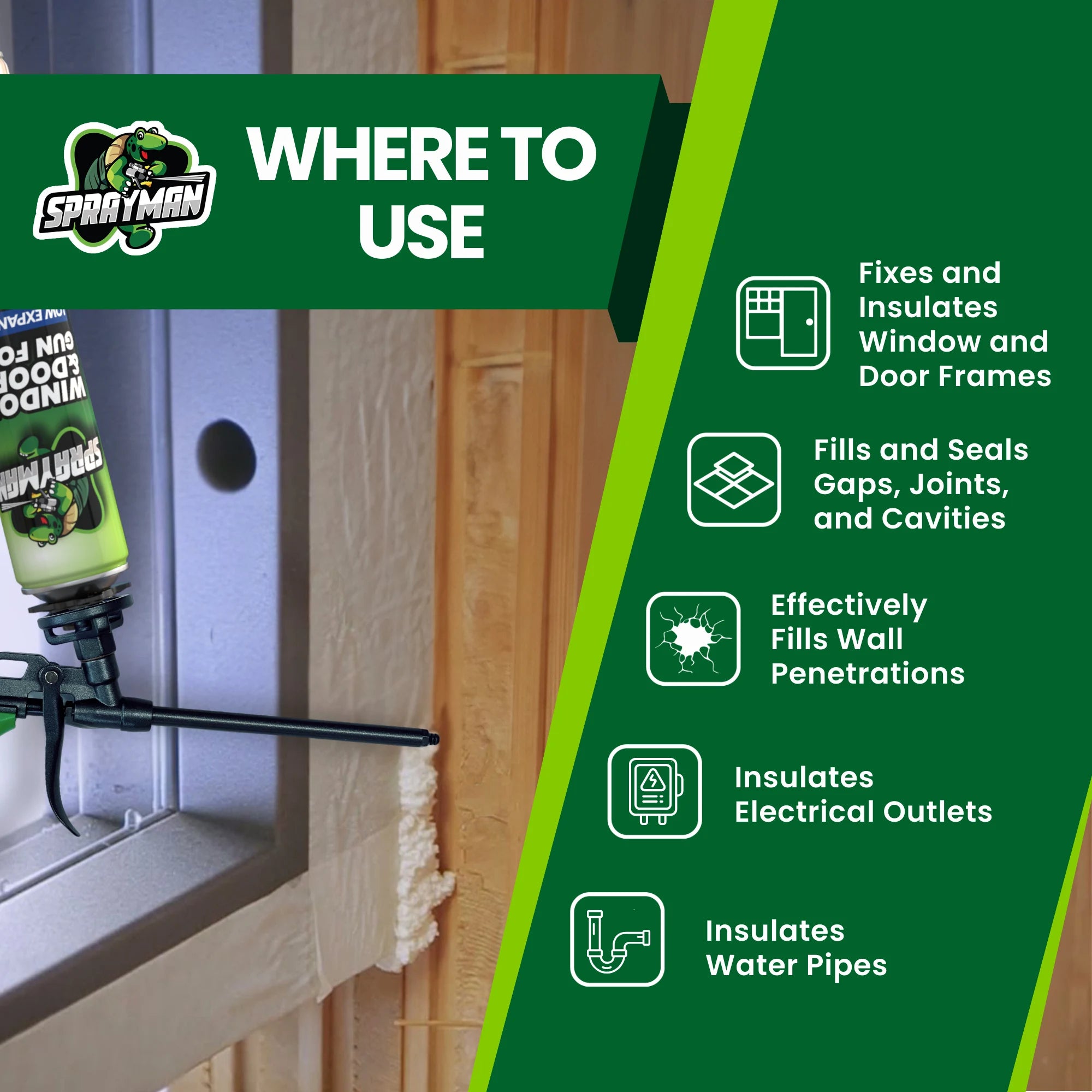 Window & Door Low Expansion Spray Foam - Gun Foam, 24 oz