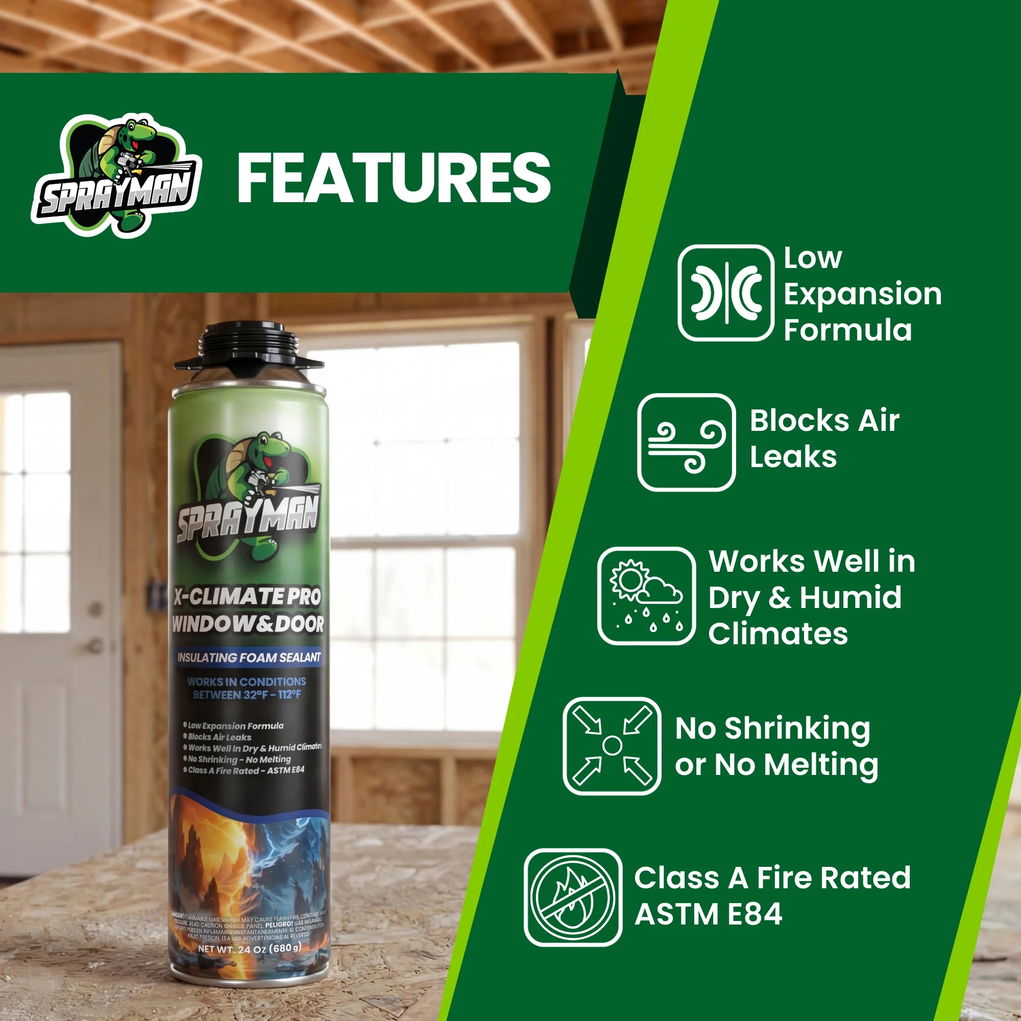X-Climate Pro Window & Door Spray Foam – 24 oz