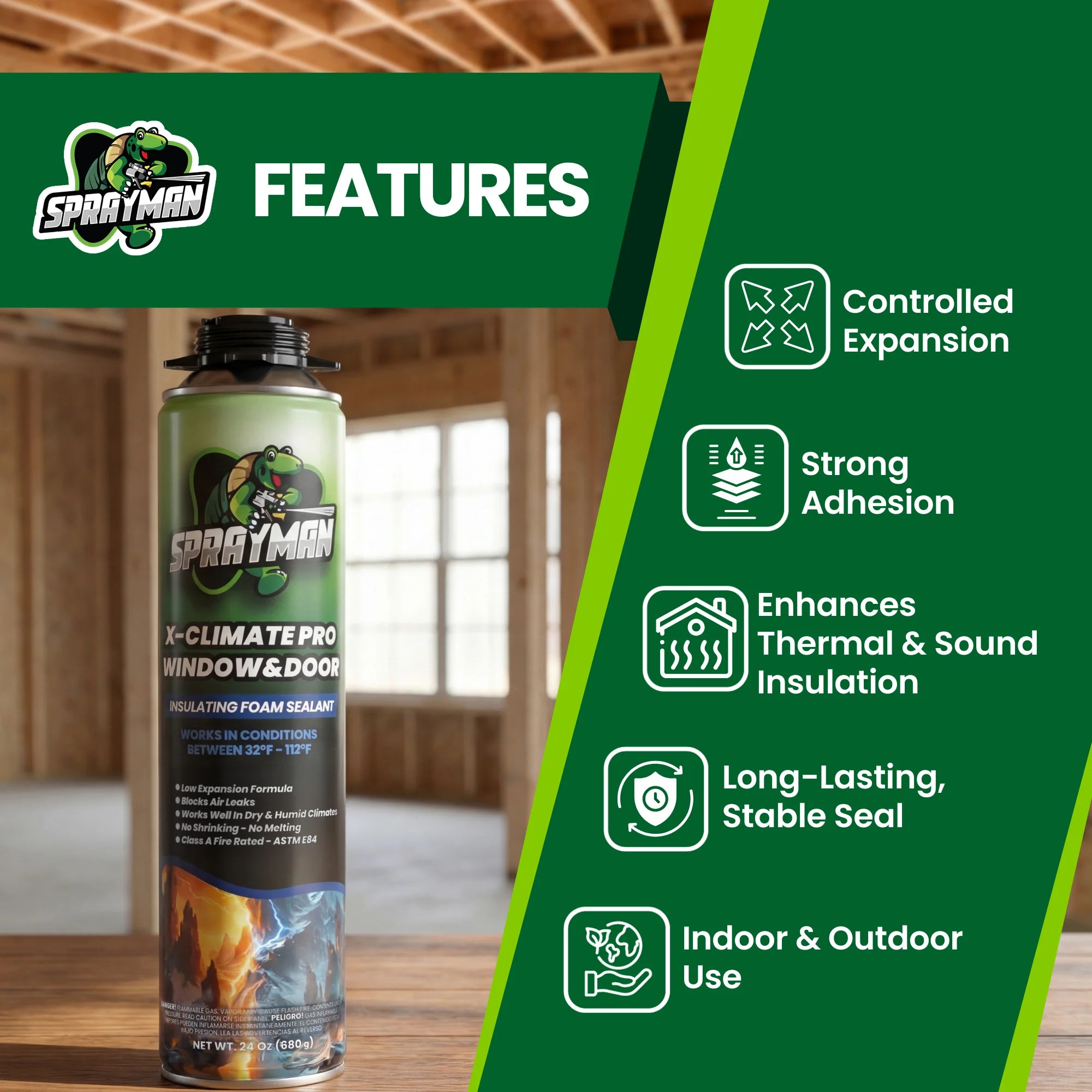 X-Climate Pro Window & Door Spray Foam – 24 oz