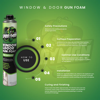 SPRAYMAN Window & Door Low Expansion Spray Foam - Gun Foam, 24 oz