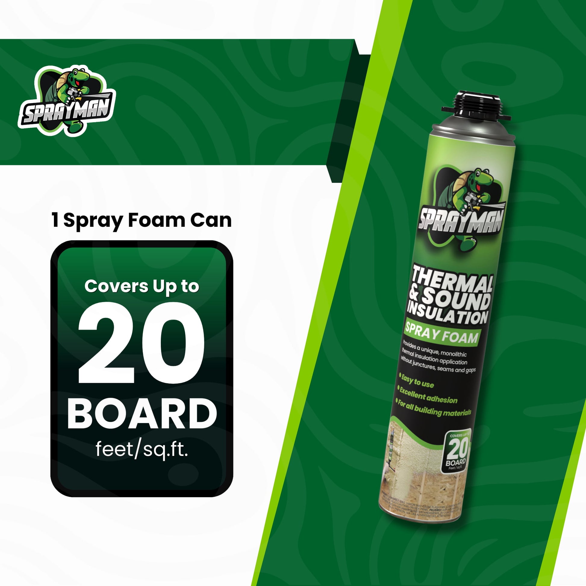 SPRAYMAN Spray Foam Covers Up to 20 Board ft/sq.ft