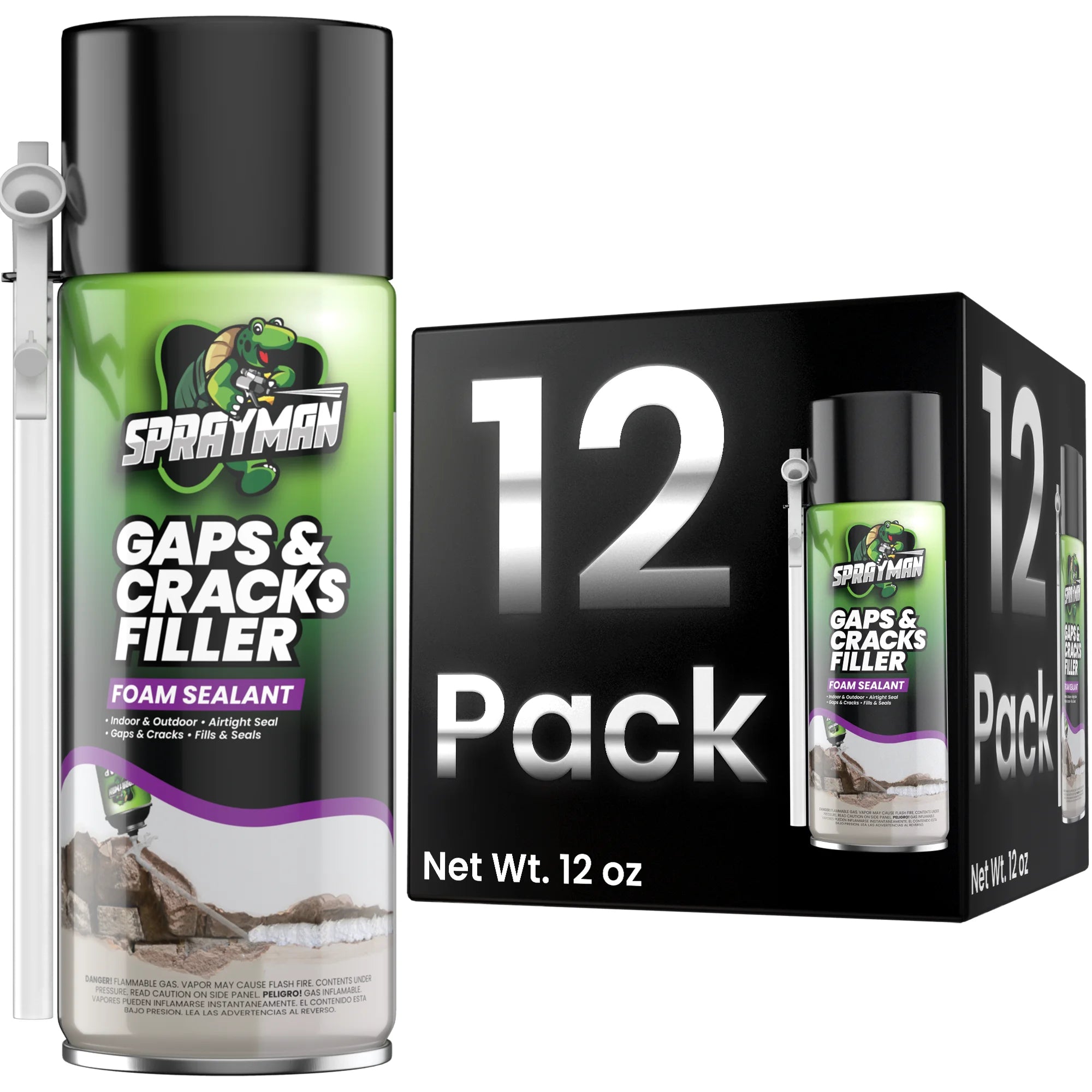 Gaps & Cracks Filler Foam with Straw Applicator, 12 oz