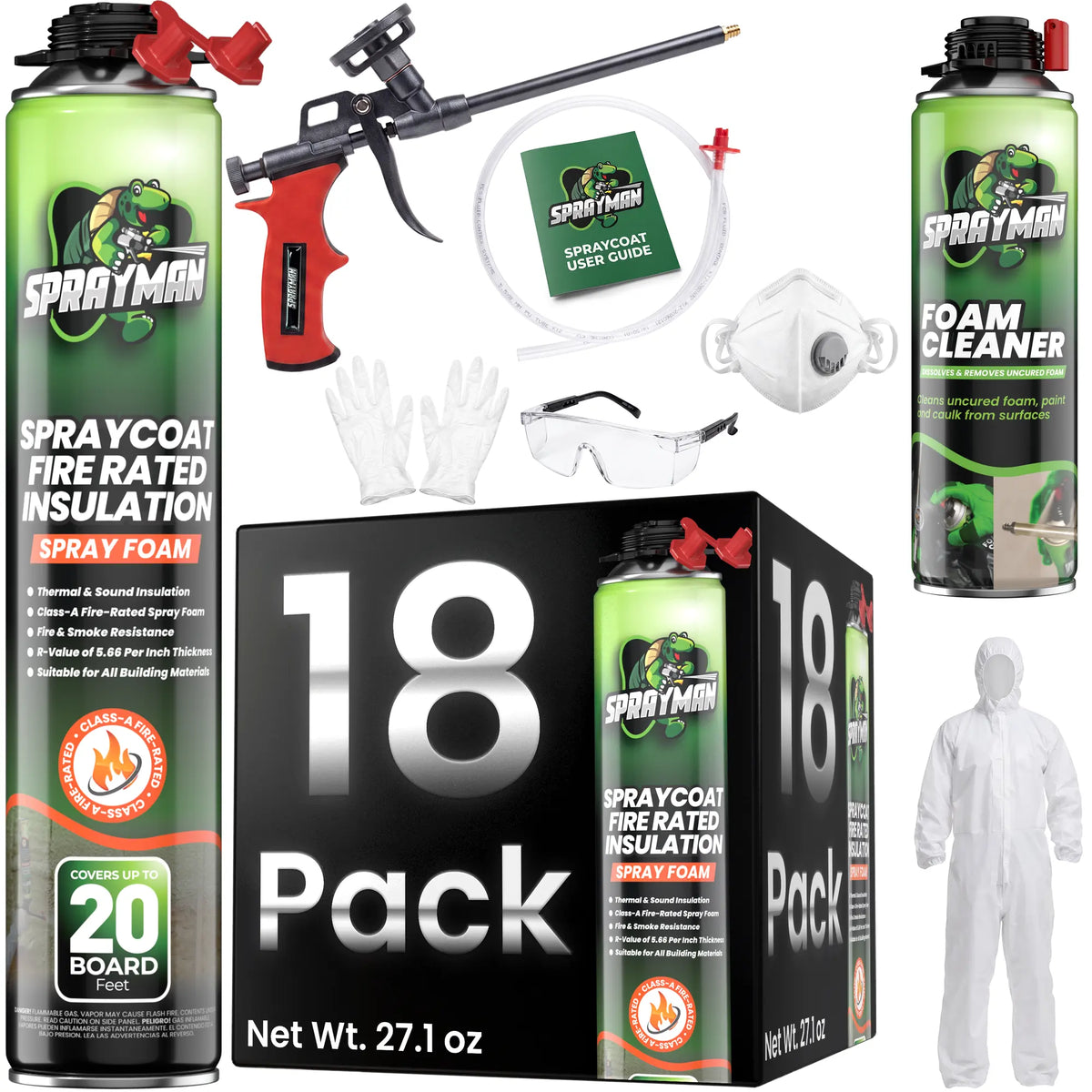 SPRAYMAN Spraycoat Thermal & Sound Insulation Spray Foam, Closed Cell | Class A Fire Rated